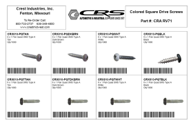 COLORED SQUARE DRIVE SCREWS