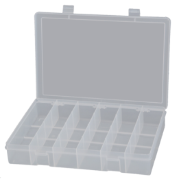 LARGE PLASTIC BOX-6 SLOTS 13x9x2-5/16H