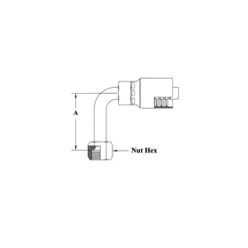 3/8H X 1/4 FEM JIC 90 DEG LONG DROP